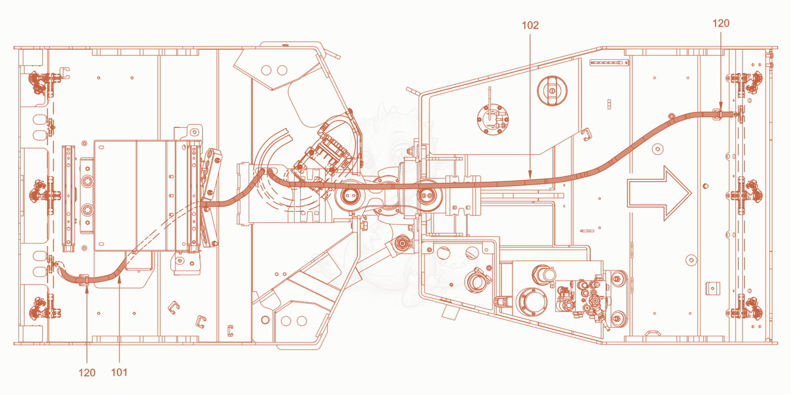 Exploded parts diagram of the sprinkling of a Wacker Neuson RD28-120CE, with numbered balloons