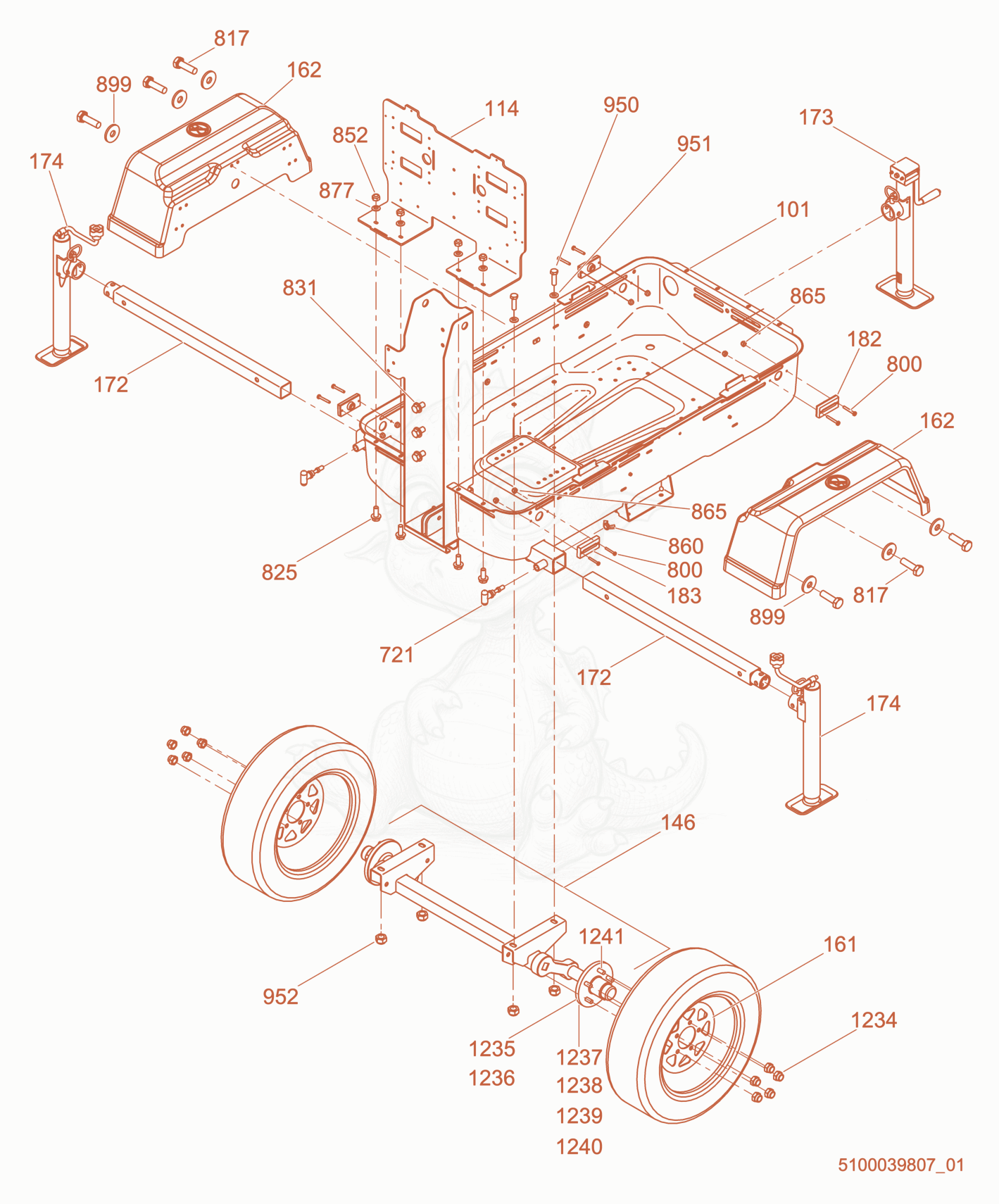 Exploded parts diagram of the Front Jack/Wheel Kit of a Wacker Neuson LTN6K, with numbered balloons