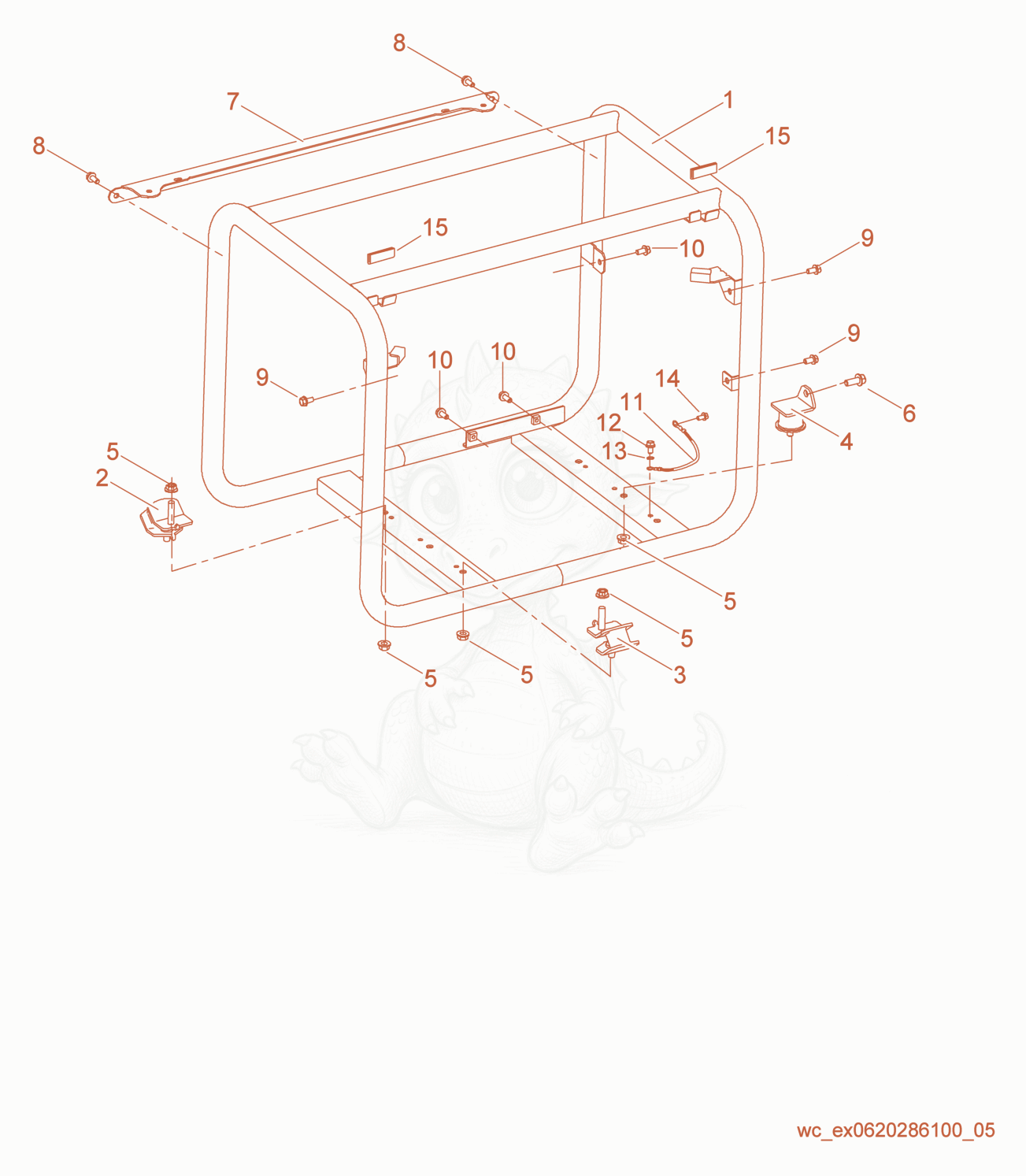 Exploded parts diagram of the Frame cpl. of a Wacker Neuson GV2500A, with numbered balloons