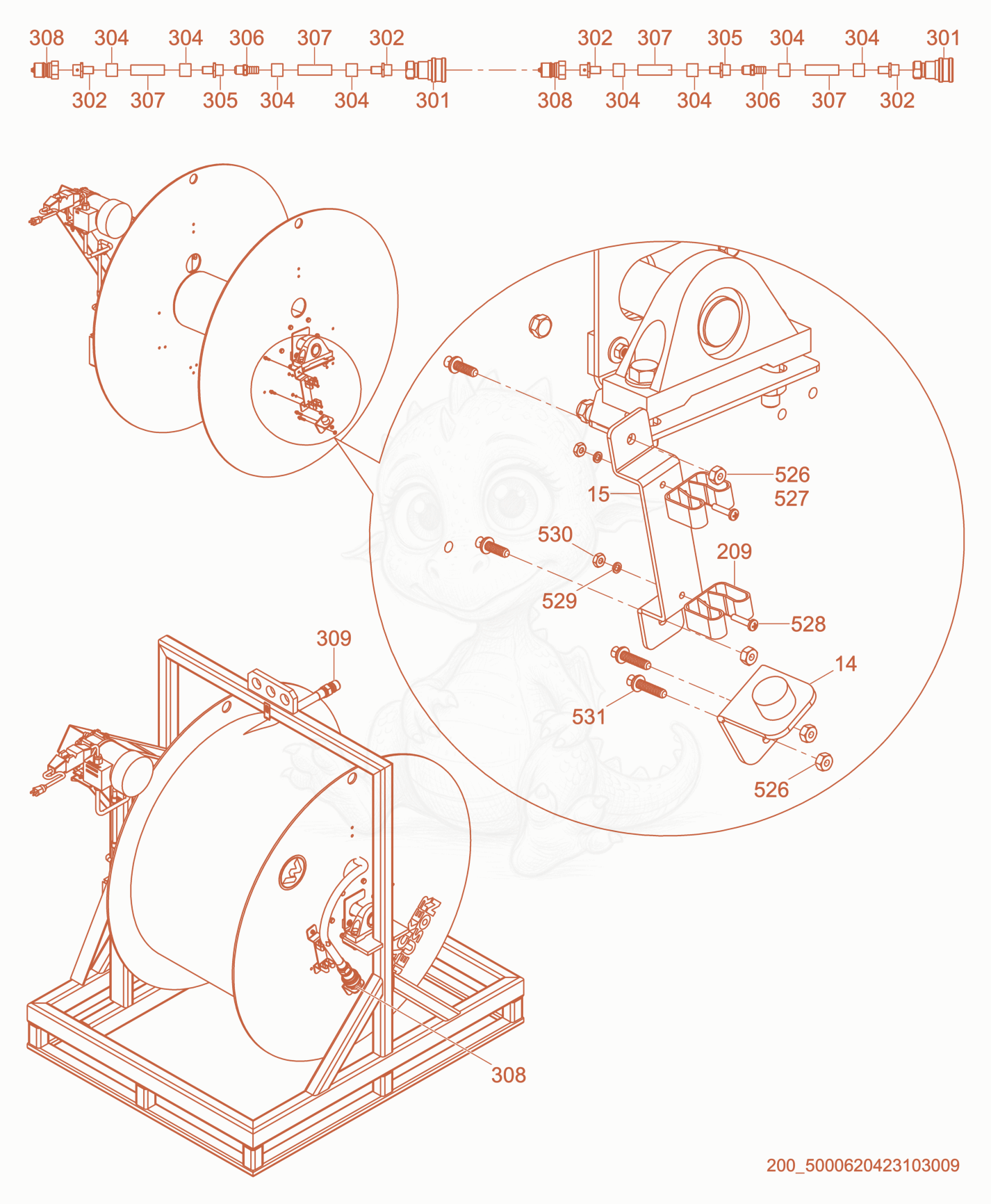 Exploded parts diagram of the Hose cpl. of a Wacker Neuson HHS2202, with numbered balloons