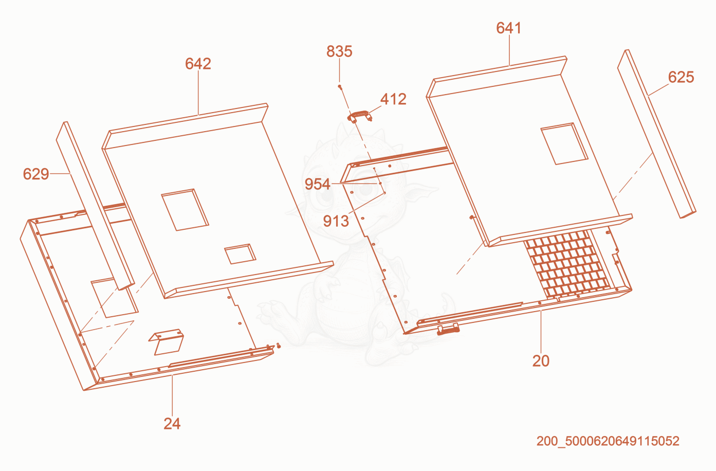 Exploded parts diagram of the Roof Panel of a Wacker Neuson G120, with numbered balloons