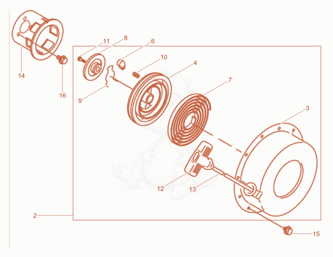 Exploded parts diagram of the Recoil starter of a Wacker Neuson DS70Y13IN, with numbered balloons