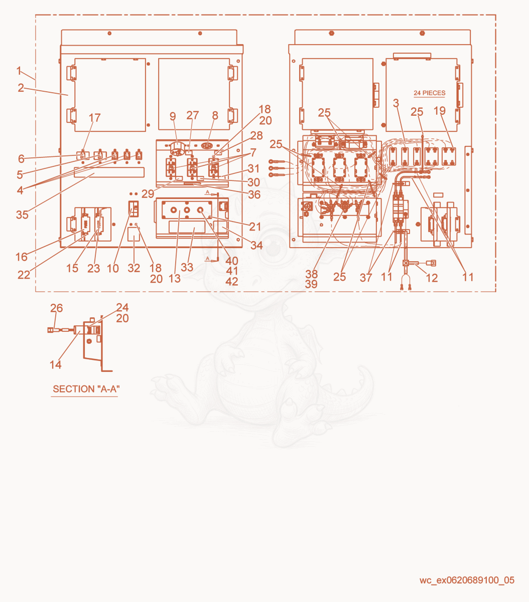 Exploded parts diagram of the Panel cpl. of a Wacker Neuson G14, with numbered balloons