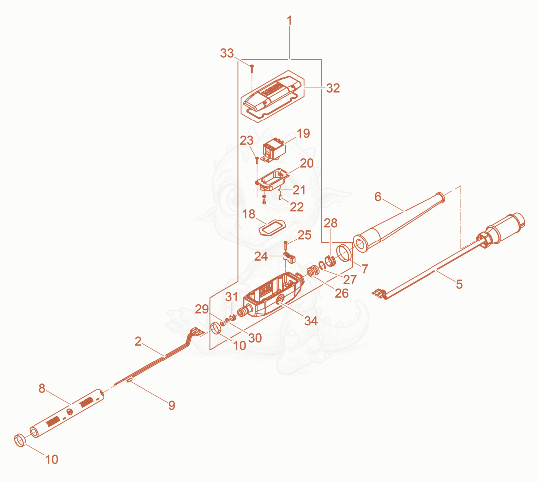 Exploded parts diagram of the Hose connection cpl. of a Wacker Neuson IREN30GV, with numbered balloons