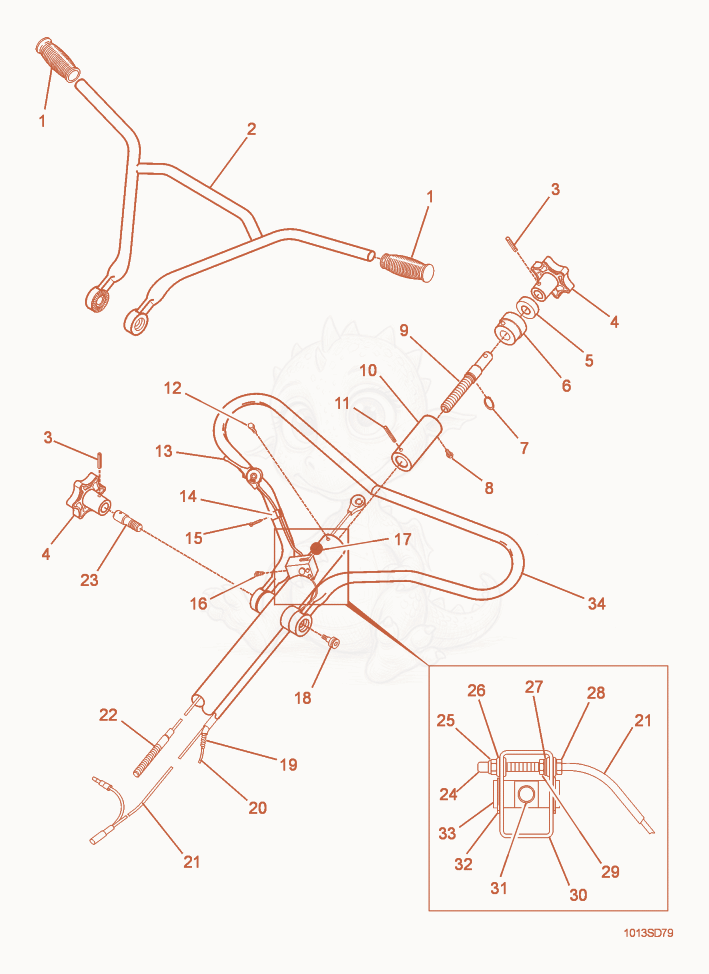 Exploded parts diagram of the Upper Handle of a Wacker Neuson CT30ADT, with numbered balloons