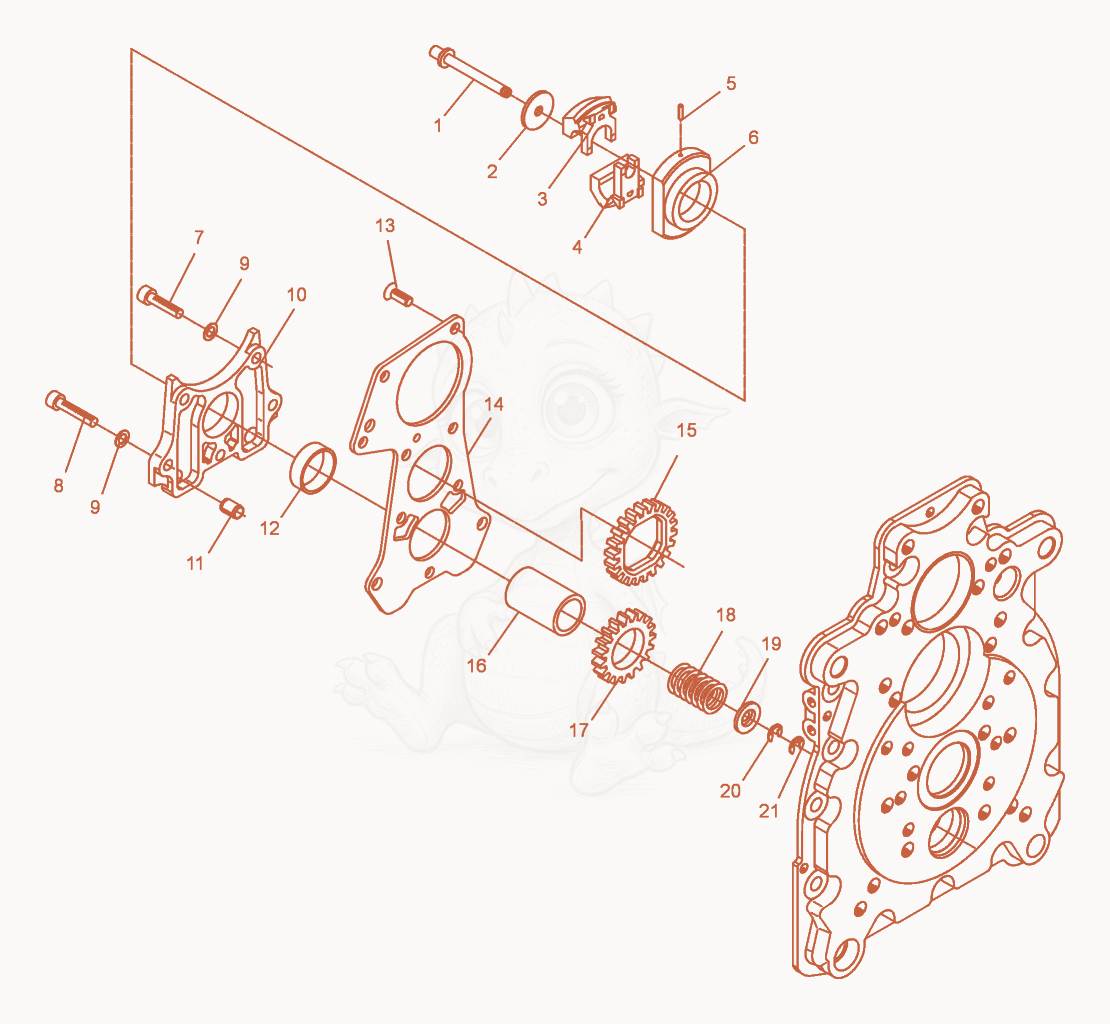 Exploded parts diagram of the Centrifugal Weight-Bearing Flange of a Wacker Neuson DPU6055, with numbered balloons