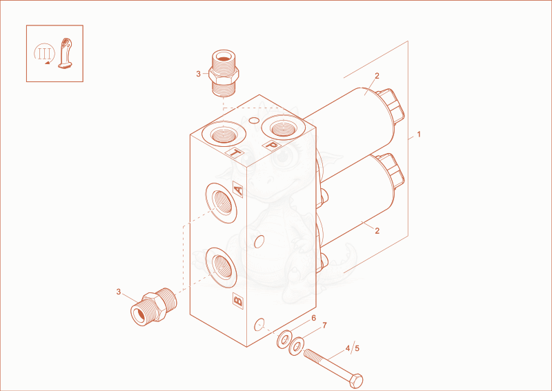 Exploded parts diagram of the PROPORTIONAL VALVE (OPTION) of a Wacker Neuson EW100, with numbered balloons