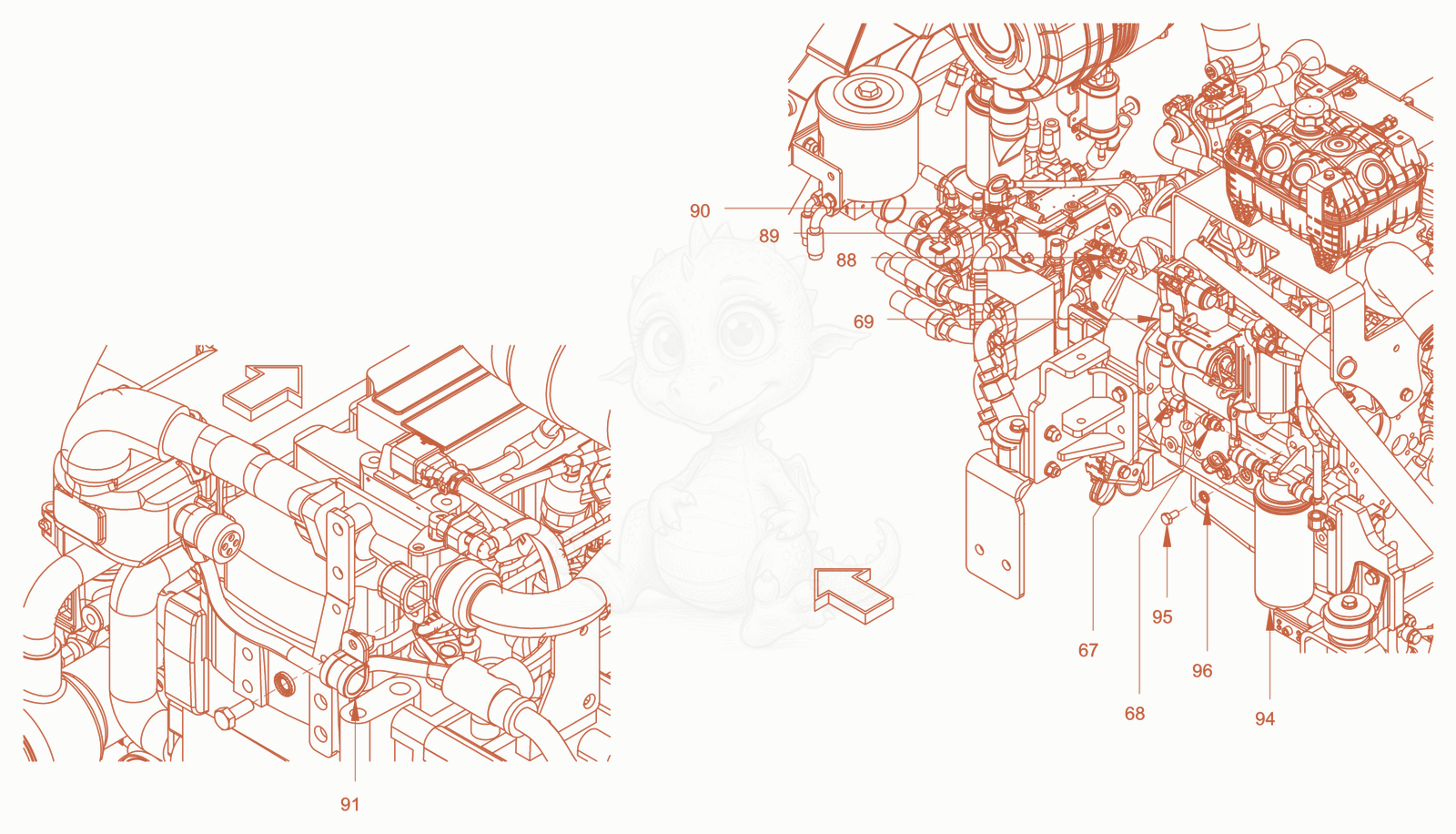 Exploded parts diagram of the fuel system of a Wacker Neuson RC110USROPS, with numbered balloons