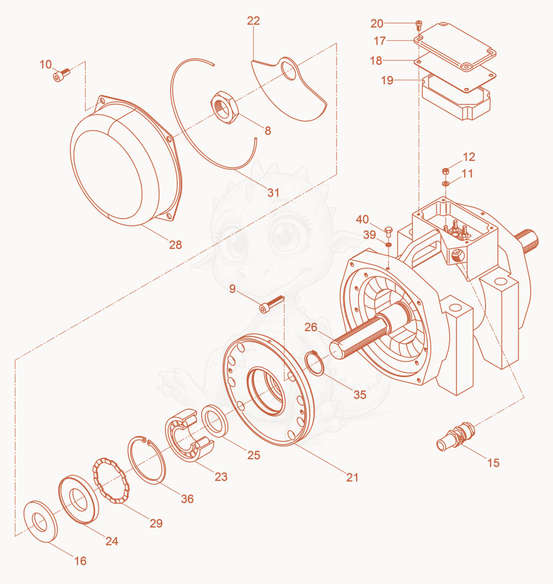 Despiece del Exciter cpl. de una máquina Wacker Neuson AP2560E, con globos numerados
