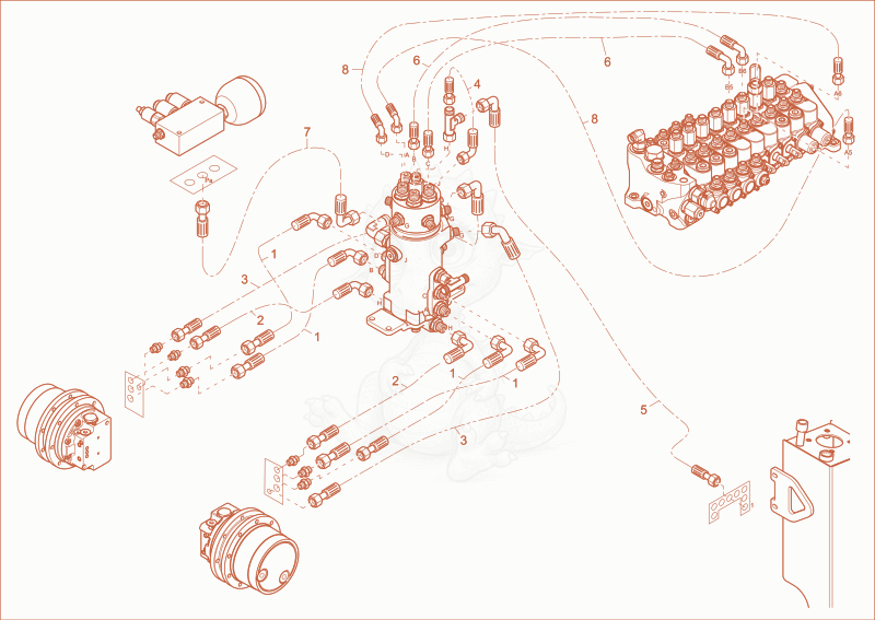 Exploded parts diagram of the TRAVEL MOTOR INSTALLATION of a Wacker Neuson EZ17, with numbered balloons