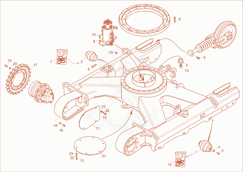 Exploded parts diagram of the UNDERCARRIAGE of a Wacker Neuson EZ26, with numbered balloons