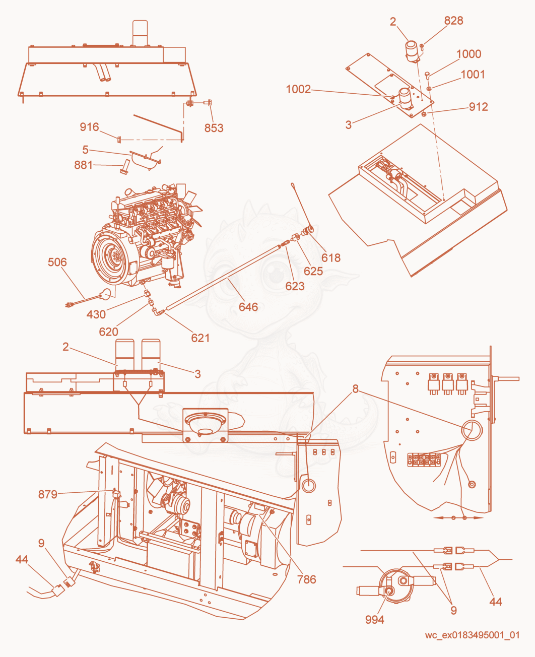 Exploded parts diagram of the Option-Northslope of a Wacker Neuson G25, with numbered balloons