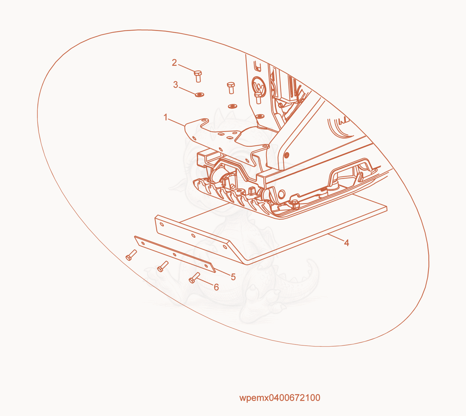 Despiece del Protective Pad Kit de una máquina Wacker Neuson WP1235AW-L, con globos numerados