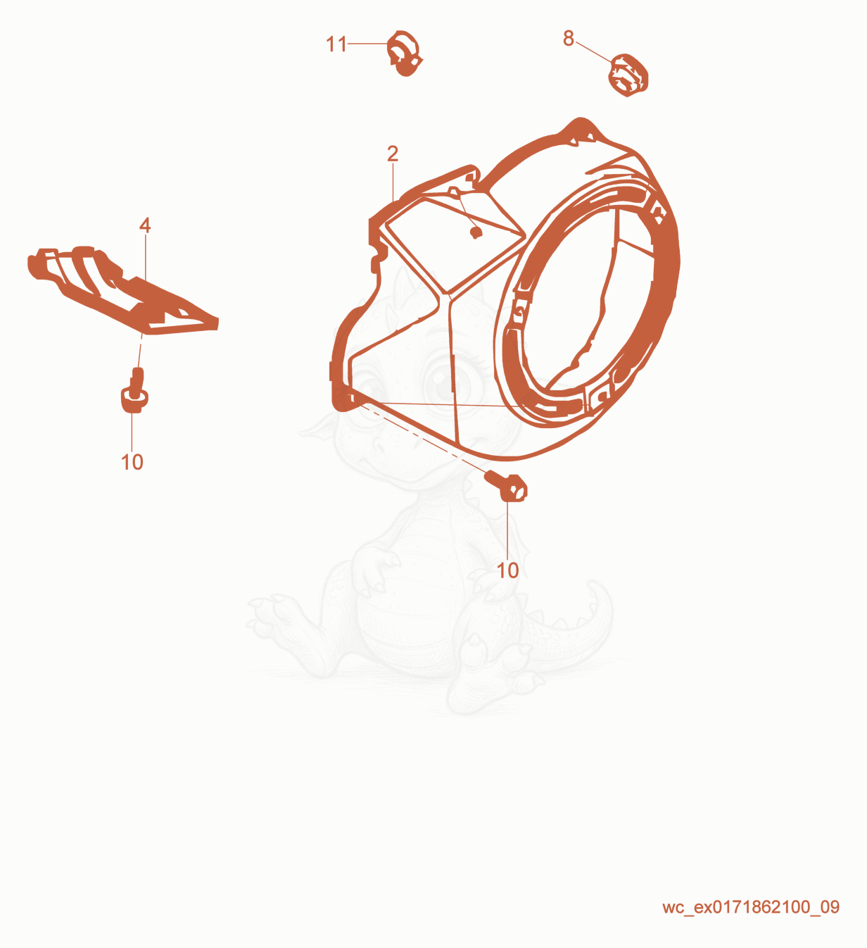 Exploded parts diagram of the Fan Cover of a Wacker Neuson GV5600A, with numbered balloons