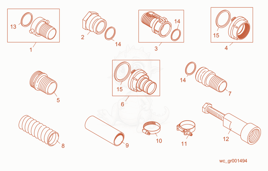 Exploded parts diagram of the Accessories of a Wacker Neuson PSC31603EX, with numbered balloons