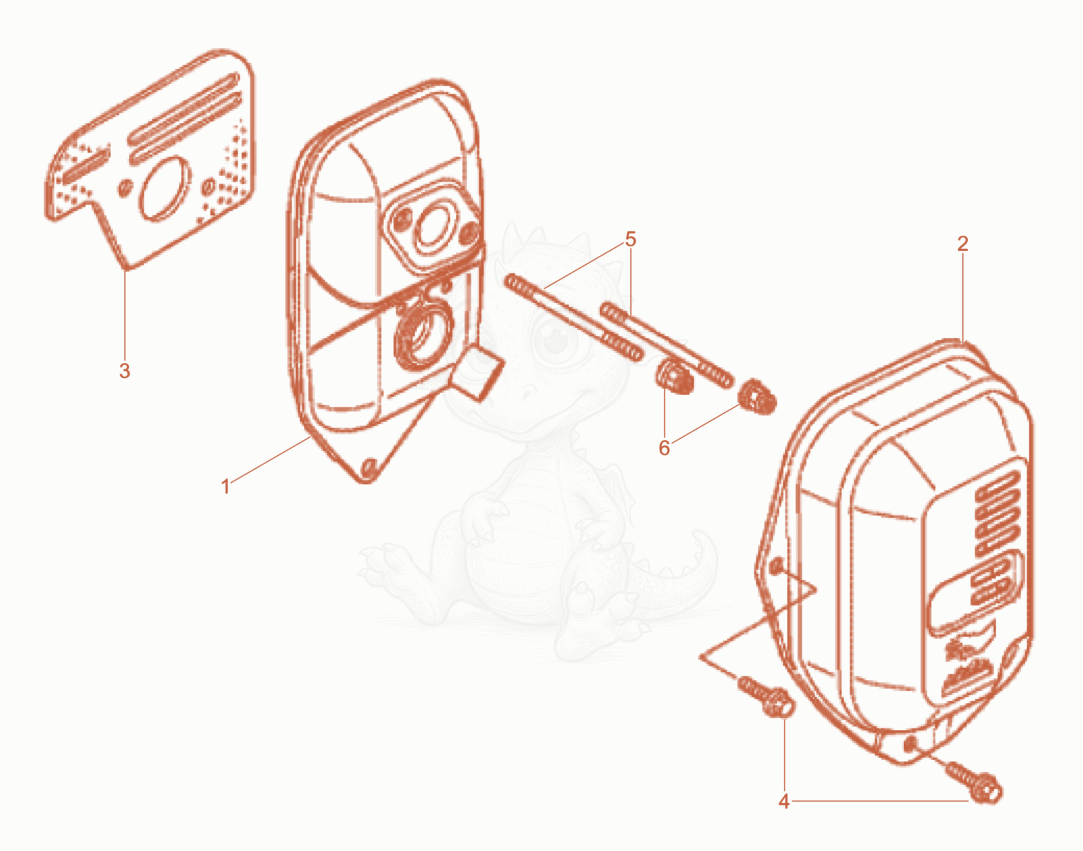 Exploded parts diagram of the Muffler of a Wacker Neuson BS68-4AB/28, with numbered balloons