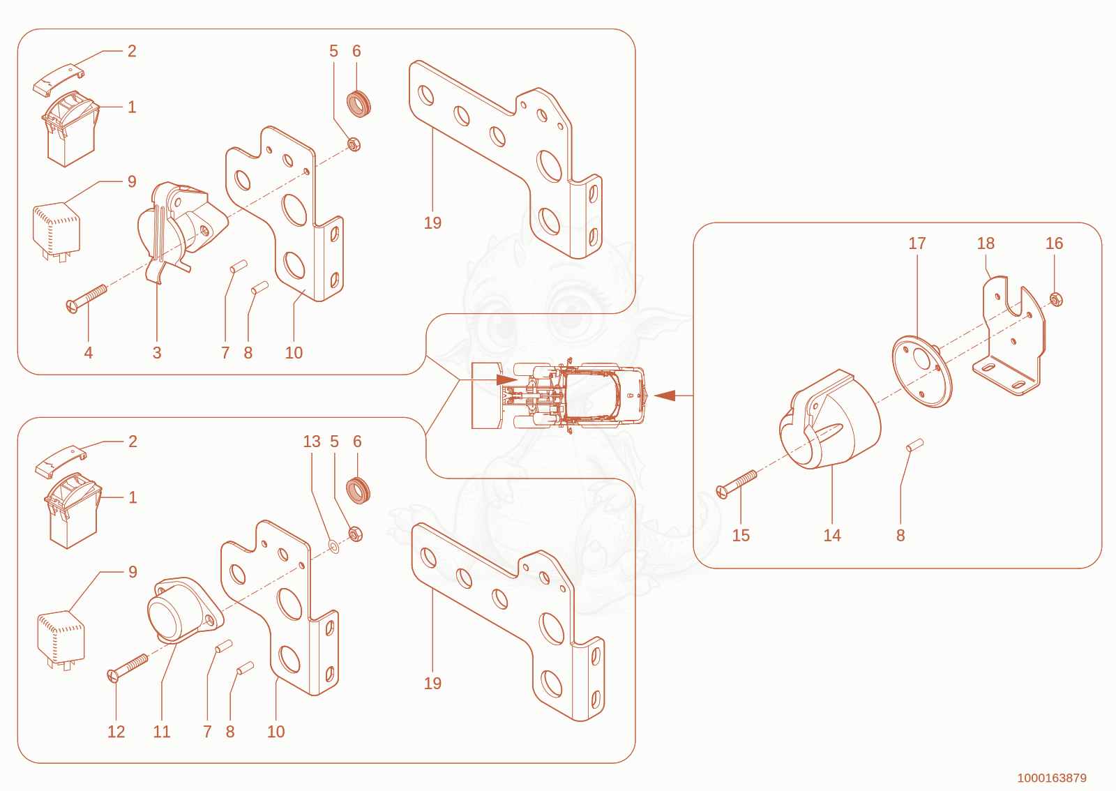Exploded parts diagram of the electric mount.set of a Wacker Neuson 280, with numbered balloons