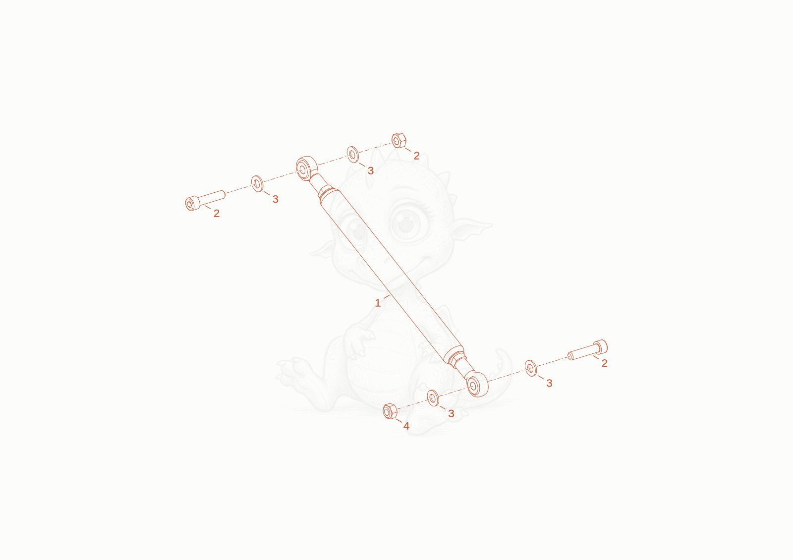 Exploded parts diagram of the gas strut of a Wacker Neuson WL52CANOPY, with numbered balloons