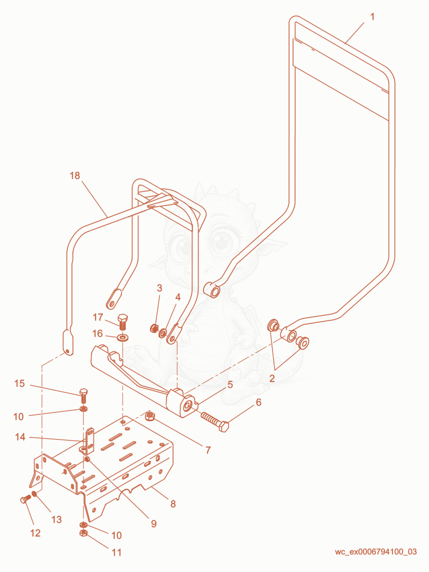 Exploded parts diagram of the Guide Handle cpl. of a Wacker Neuson VPA1340, with numbered balloons