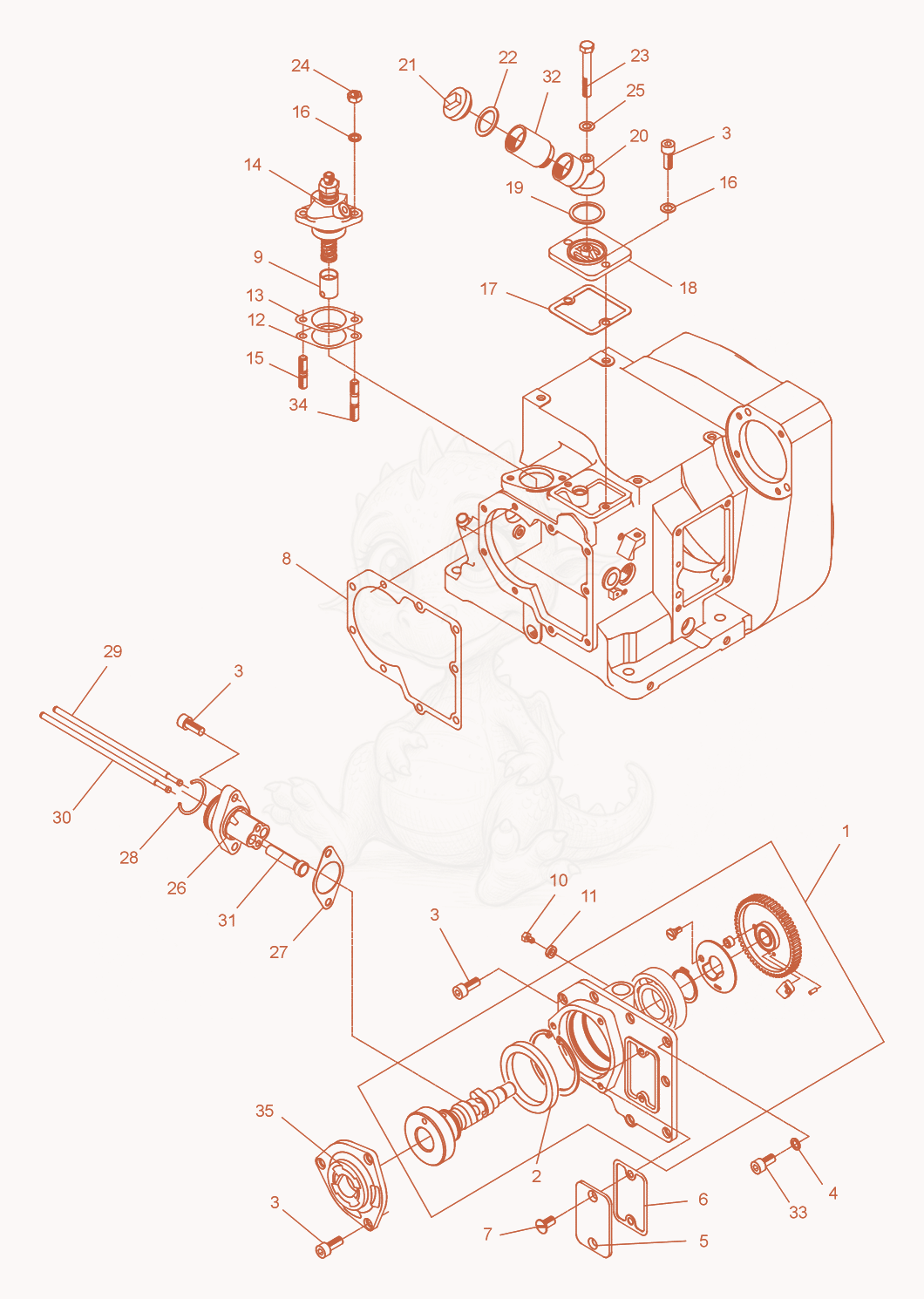 Exploded parts diagram of the Camshaft cpl. of a Wacker Neuson DPU7060RC, with numbered balloons