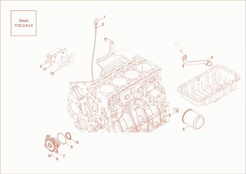 Exploded parts diagram of the LUB OIL SYSTEM option of a Wacker Neuson DW50, with numbered balloons