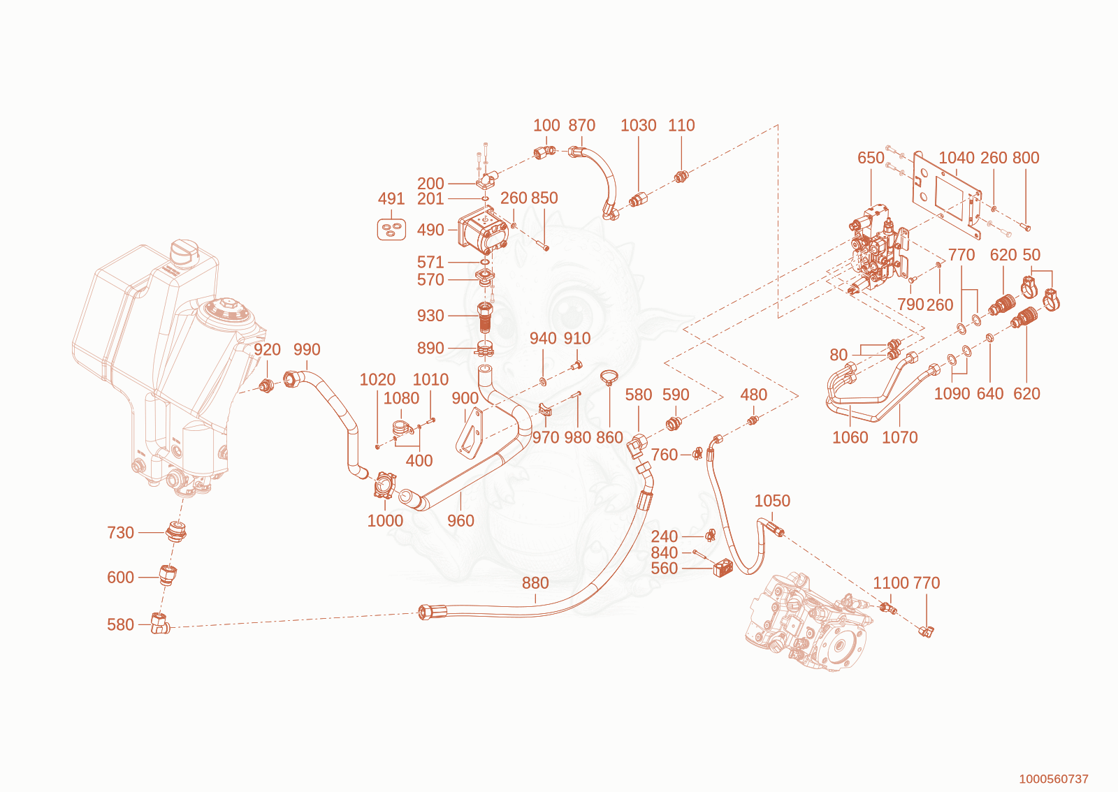 Exploded parts diagram of the Three-point rear receptacle of a Wacker Neuson WL750P(A04-05), with numbered balloons