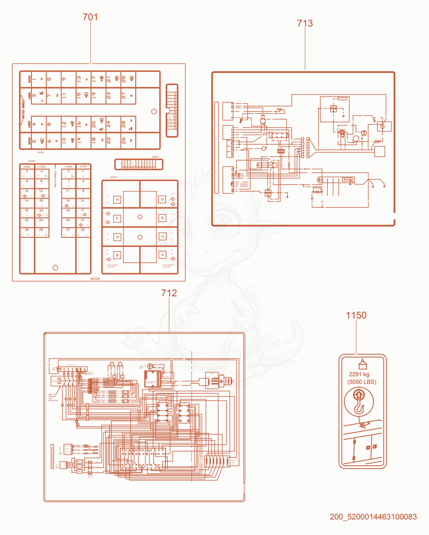 Exploded parts diagram of the Safety Labels of a Wacker Neuson G70, with numbered balloons