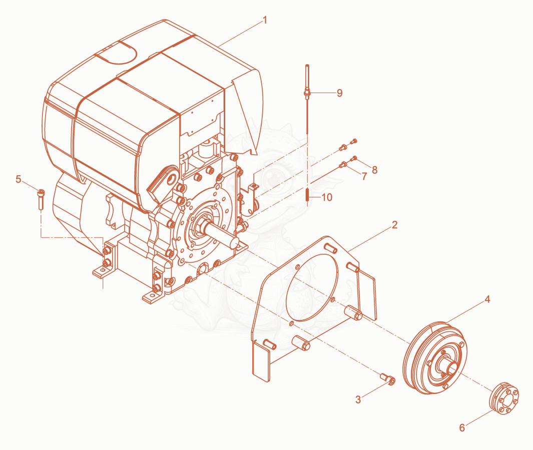 Despiece del Diesel Engine cpl. de una máquina Wacker Neuson DPU3050HWUSARMY, con globos numerados