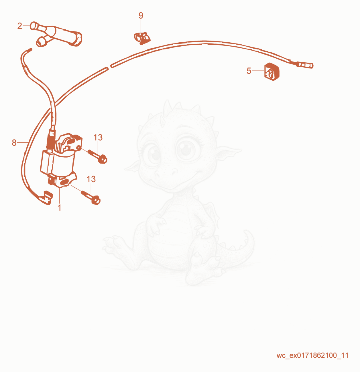 Exploded parts diagram of the Ignition Coil of a Wacker Neuson GV5600A, with numbered balloons