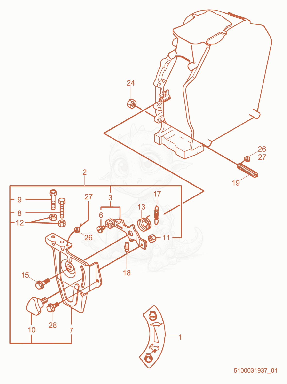 Exploded parts diagram of the Governor of a Wacker Neuson RD7YE, with numbered balloons