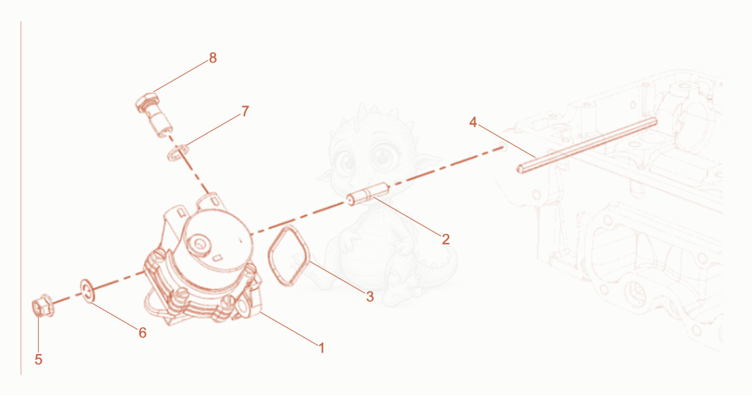Exploded parts diagram of the Fuel Pump of a Wacker Neuson DPU80LEM770, with numbered balloons