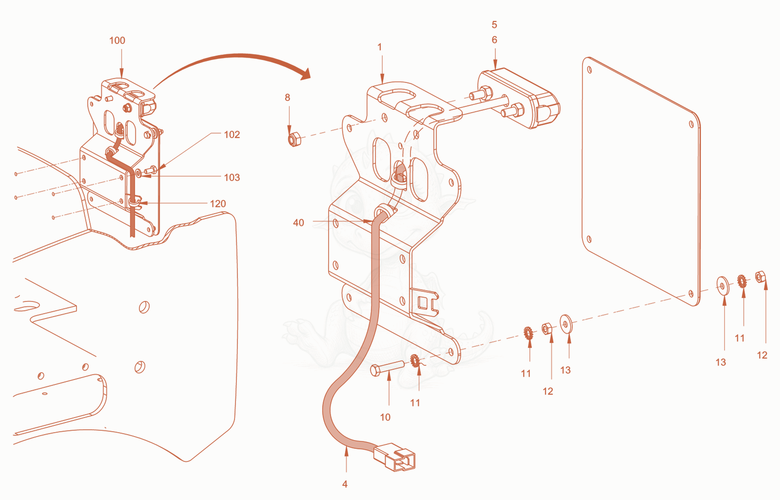 Exploded parts diagram of the homologation italy of a Wacker Neuson RD28-120DPF, with numbered balloons