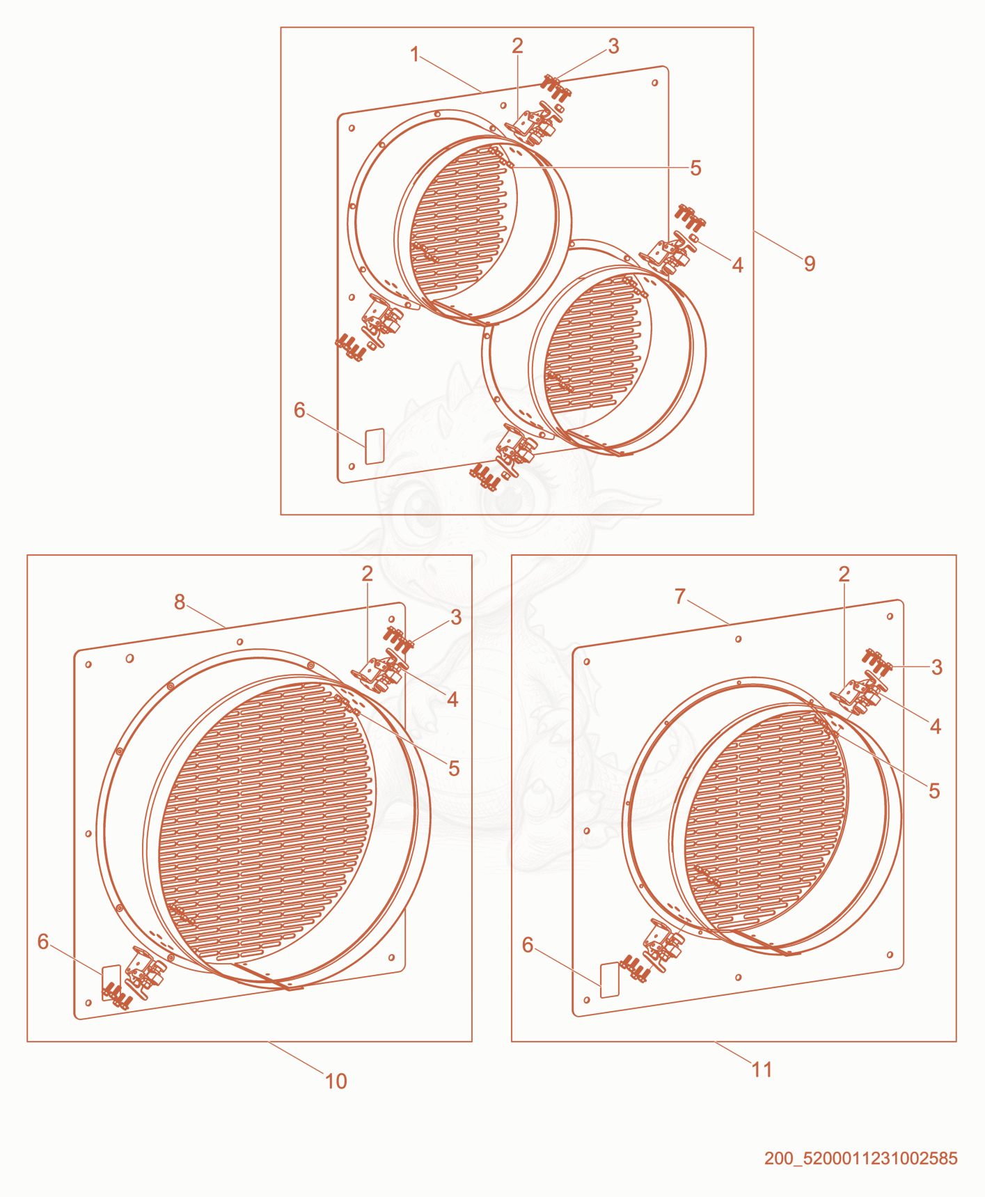 Exploded parts diagram of the Duct adapter kit of a Wacker Neuson HI260, with numbered balloons