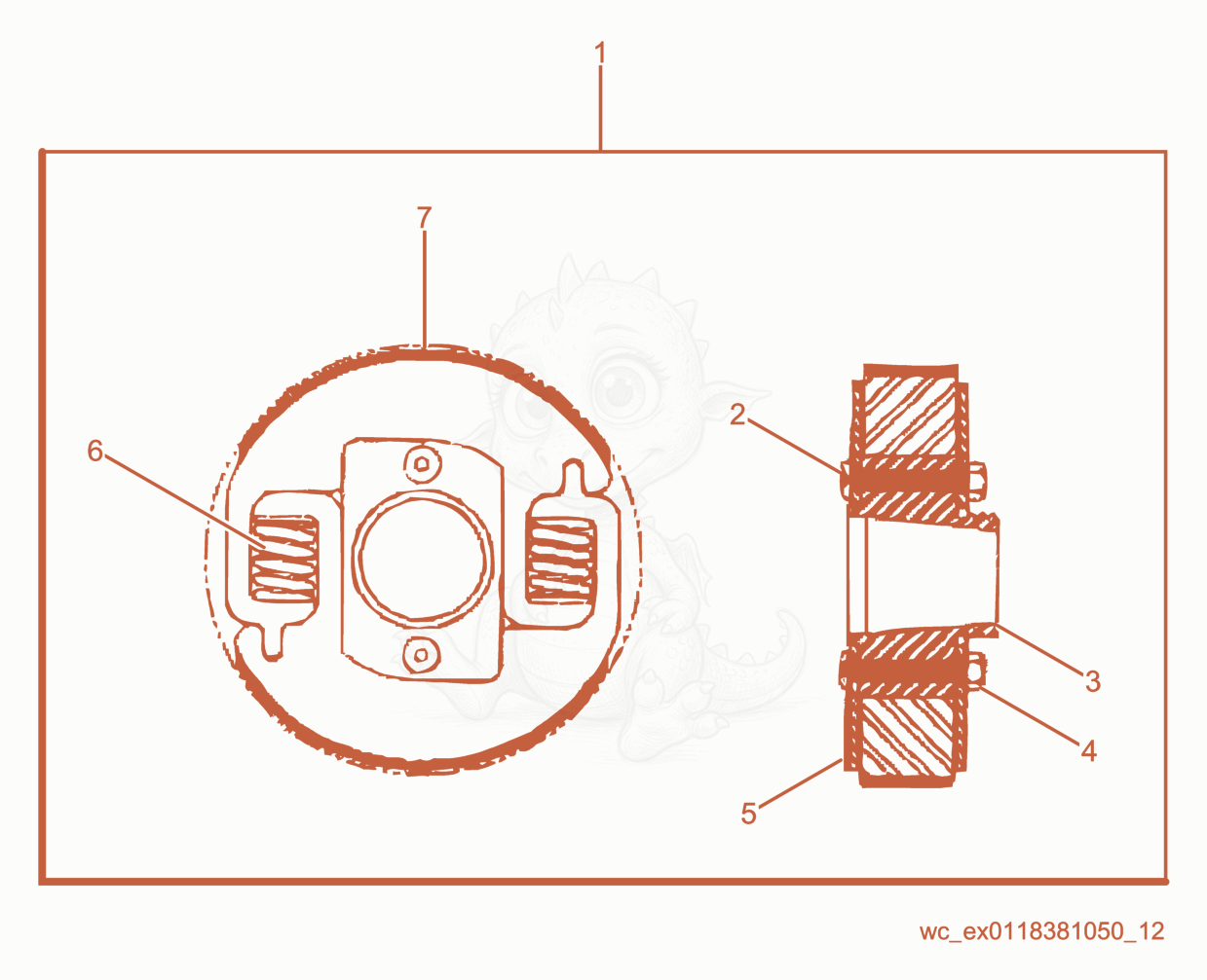 Exploded parts diagram of the Clutch of a Wacker Neuson DS70, with numbered balloons