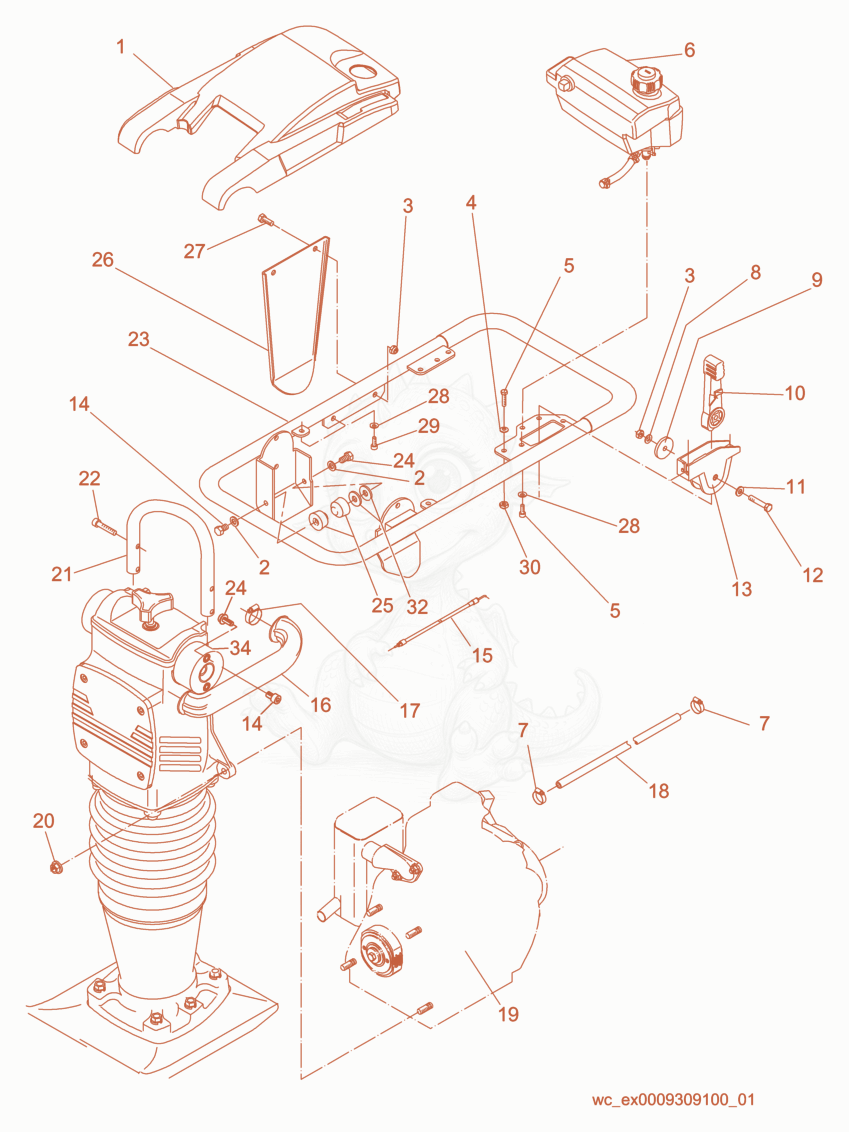 Exploded parts diagram of the Machine cpl. of a Wacker Neuson DS720, with numbered balloons