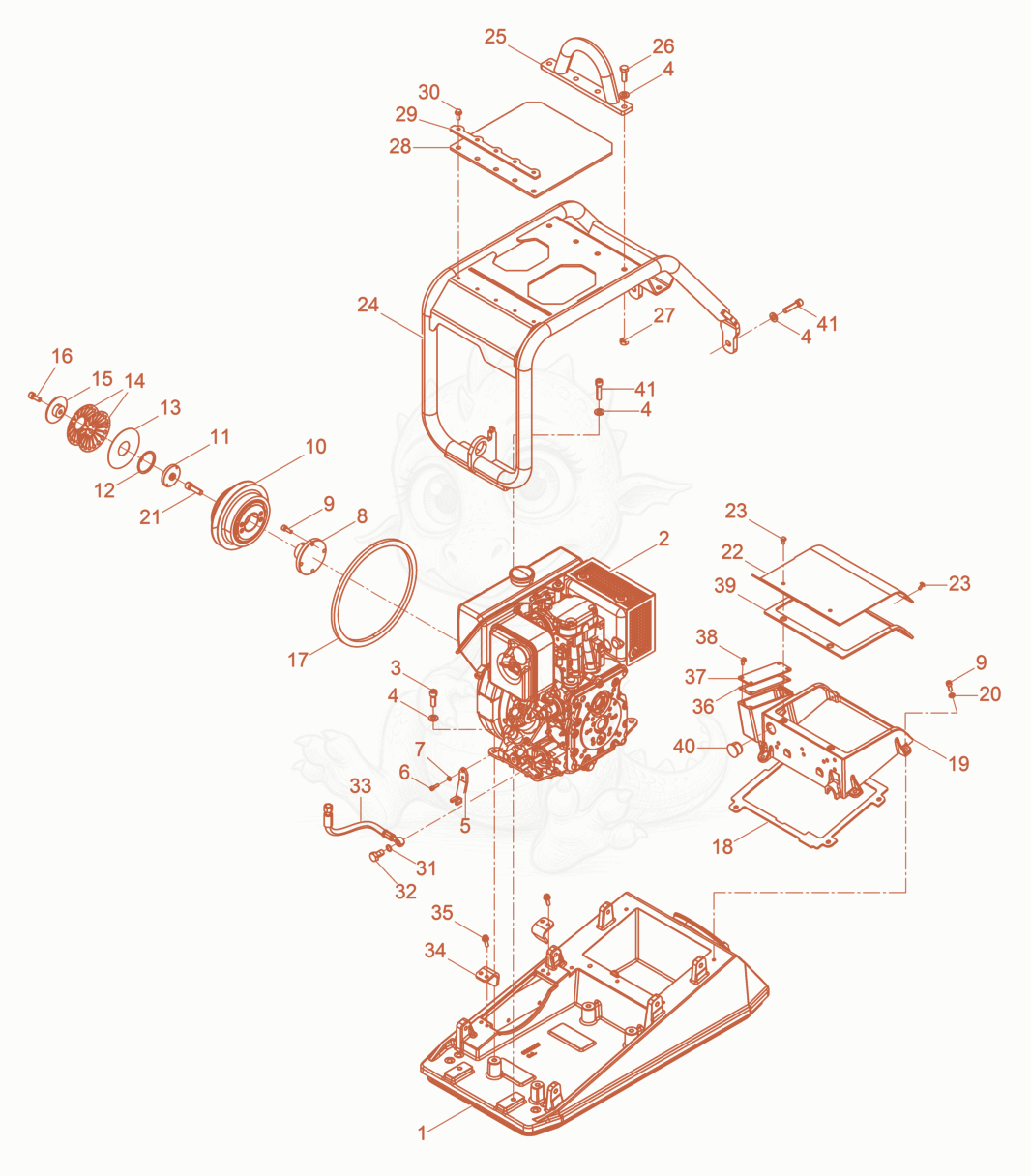 Despiece del Upper mass de una máquina Wacker Neuson DPU4545HAP, con globos numerados