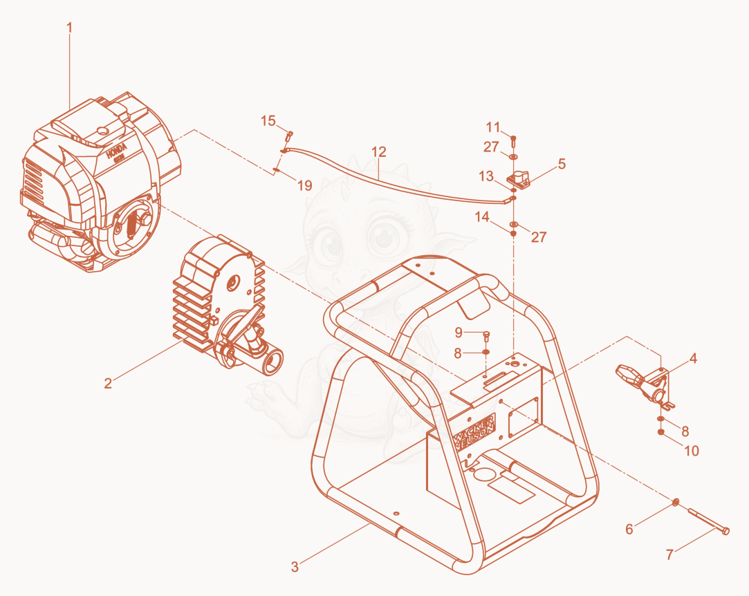 Exploded parts diagram of the Drive Engine of a Wacker Neuson A1500/035ISO, with numbered balloons