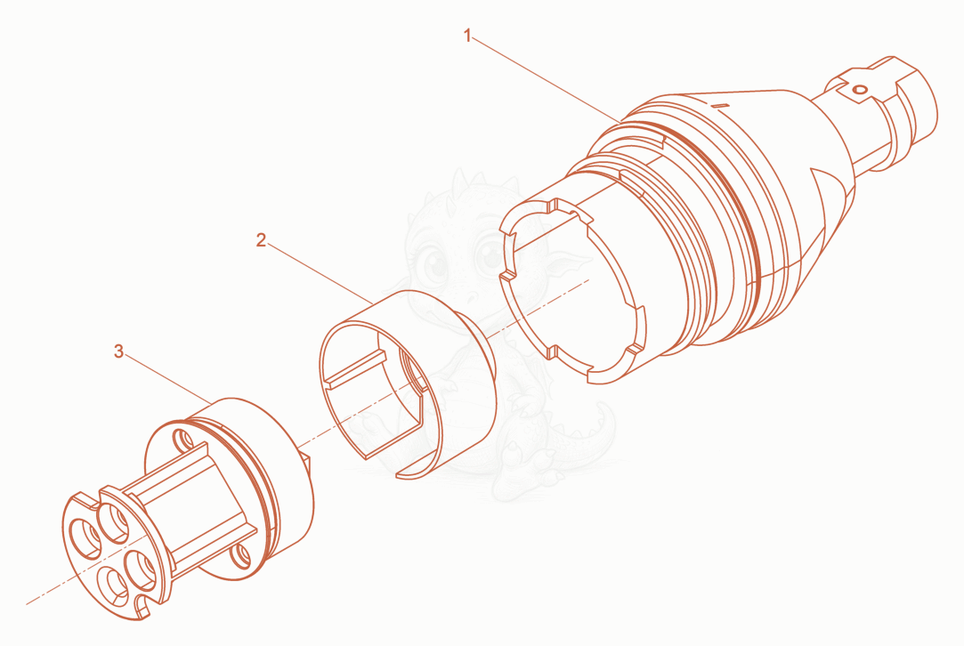 Exploded parts diagram of the Coupling bush side of a Wacker Neuson FUFLEX4/120UK, with numbered balloons