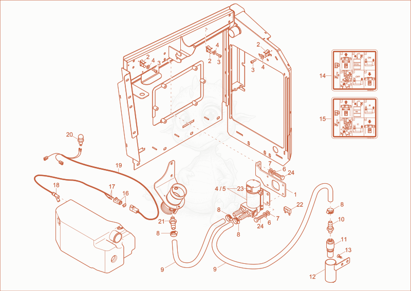Exploded parts diagram of the DIESEL TANK FILLING PUMP (OPTION) of a Wacker Neuson EZ38, with numbered balloons