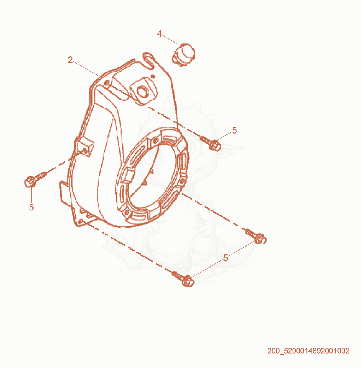 Exploded parts diagram of the Starter/Blower Housing of a Wacker Neuson BS50-4AS, with numbered balloons