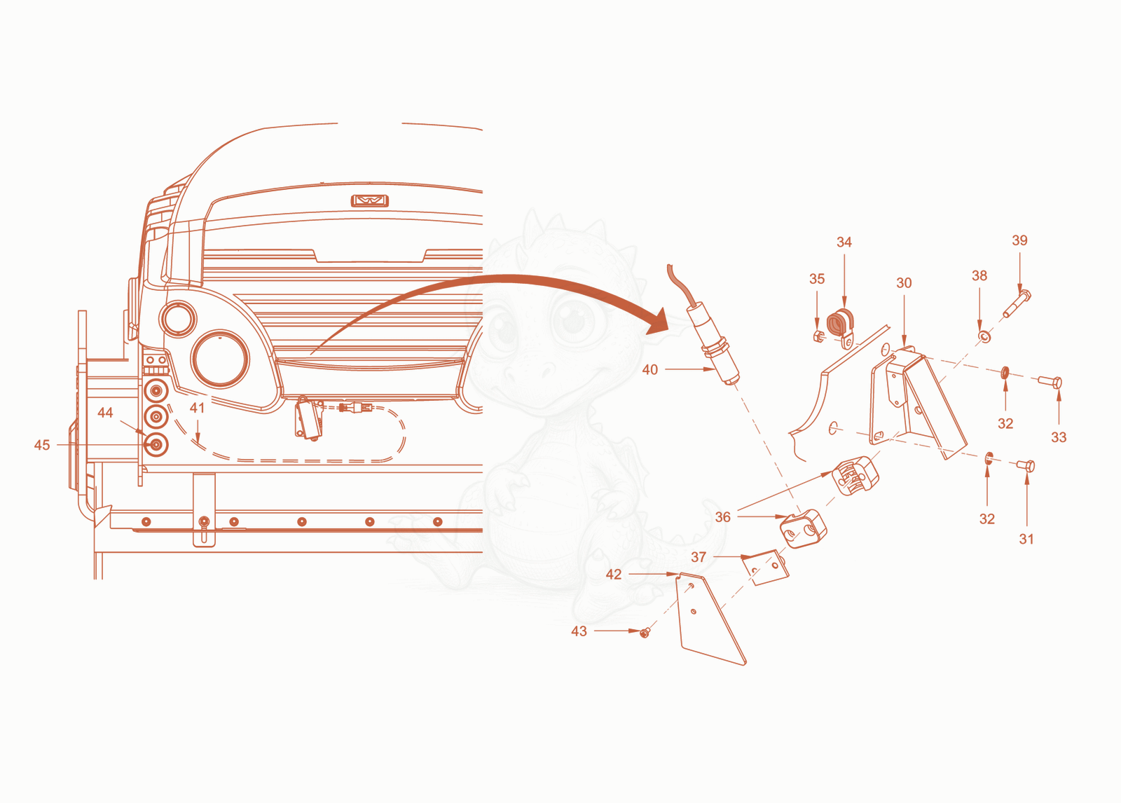 Exploded parts diagram of the asphalt thermometer of a Wacker Neuson RD40-130CDPF, with numbered balloons