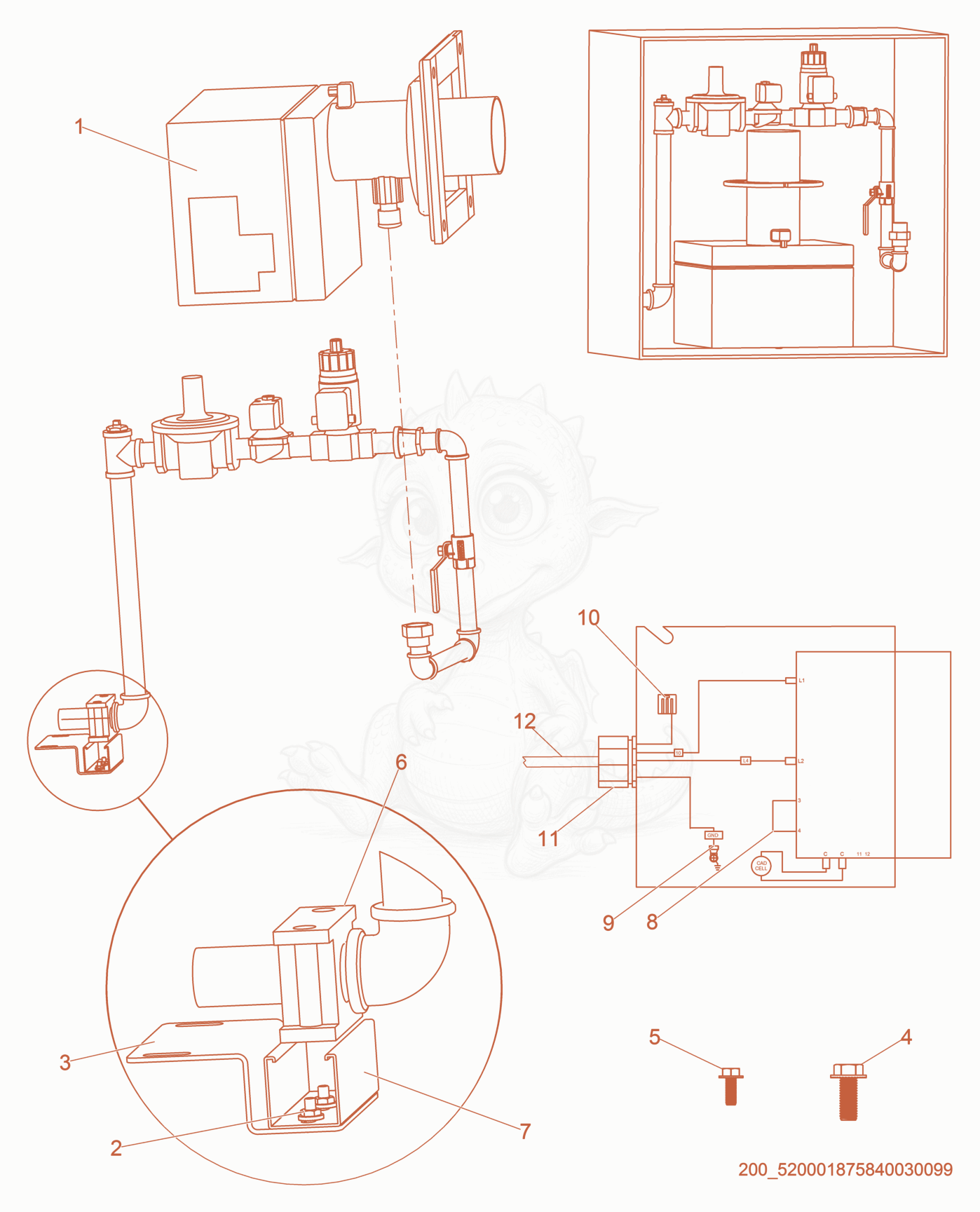 Exploded parts diagram of the NG Conversion Kit of a Wacker Neuson HI260, with numbered balloons