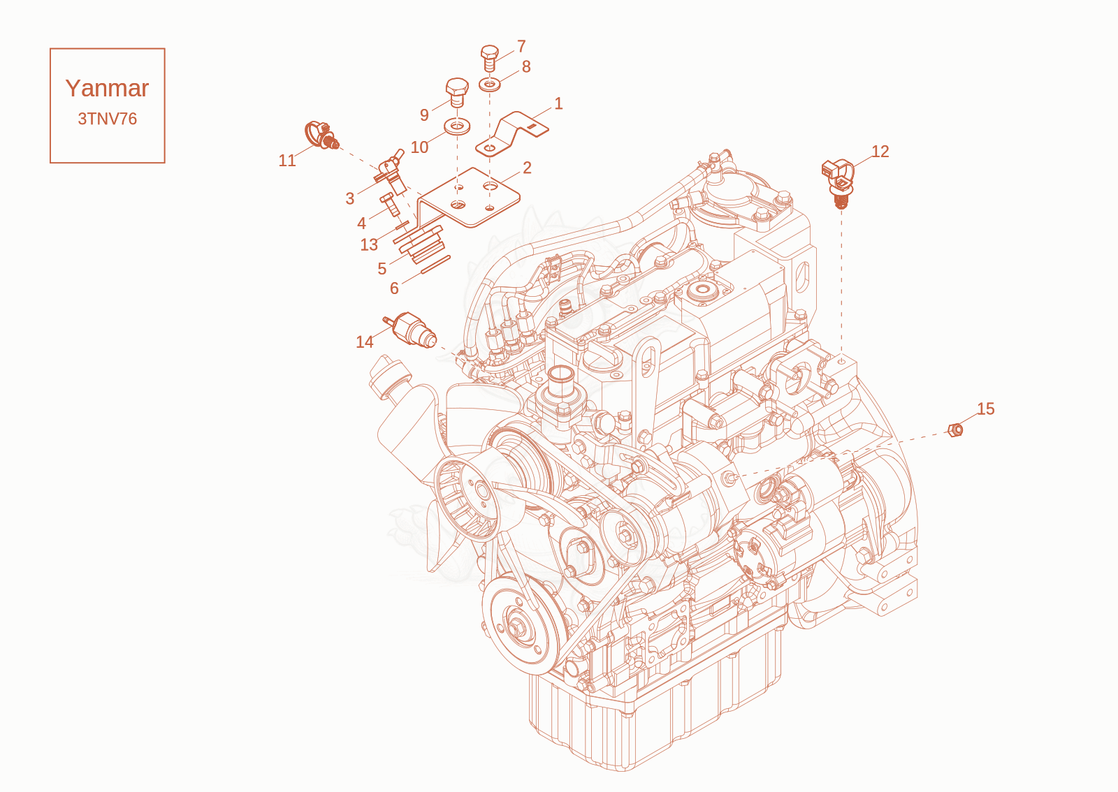 Exploded parts diagram of the Engine attachments parts of a Wacker Neuson DW20-2, with numbered balloons