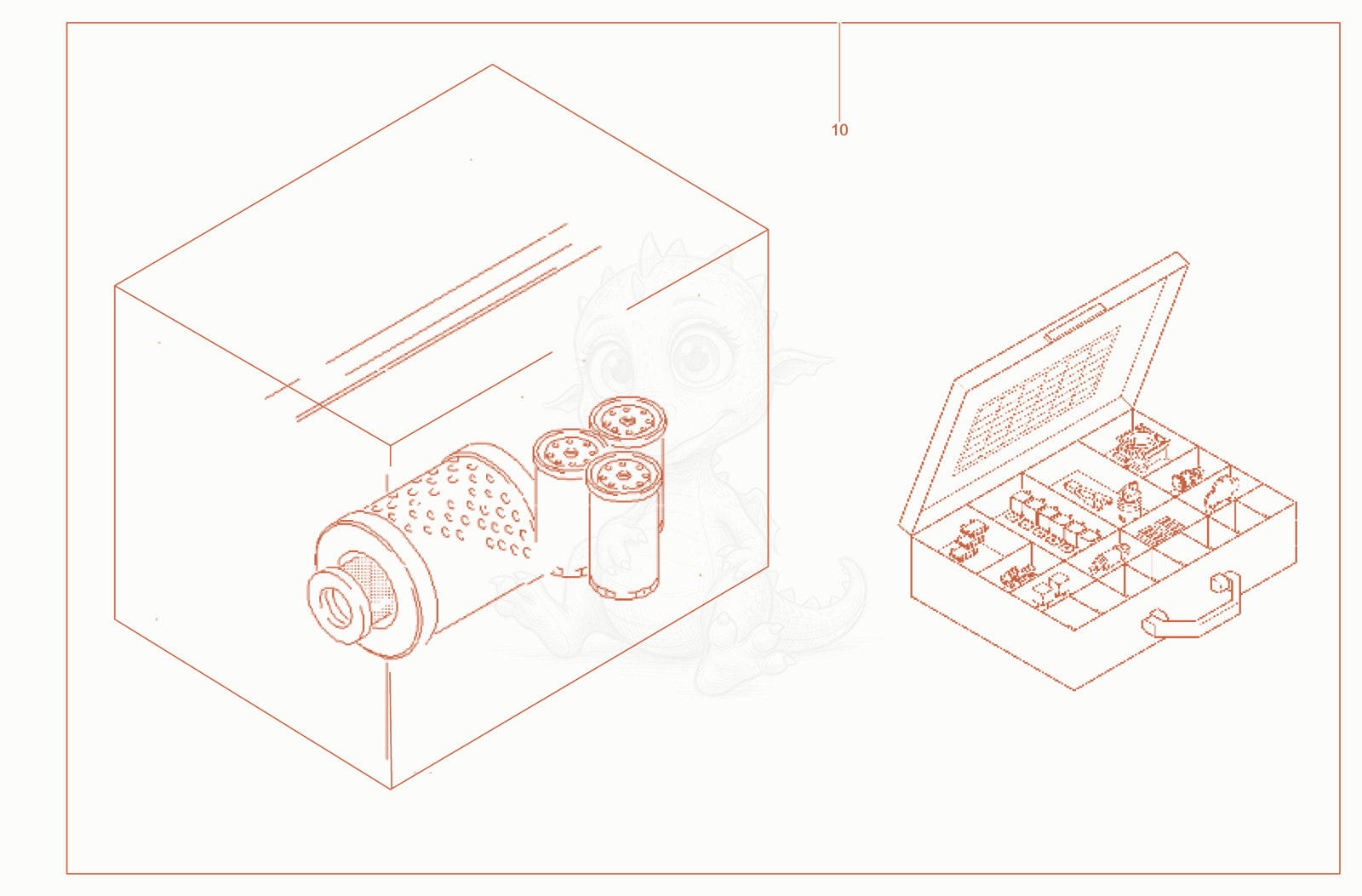 Exploded parts diagram of the maintenance kits and repair kits of a Wacker Neuson RC50PDPFCAB, with numbered balloons
