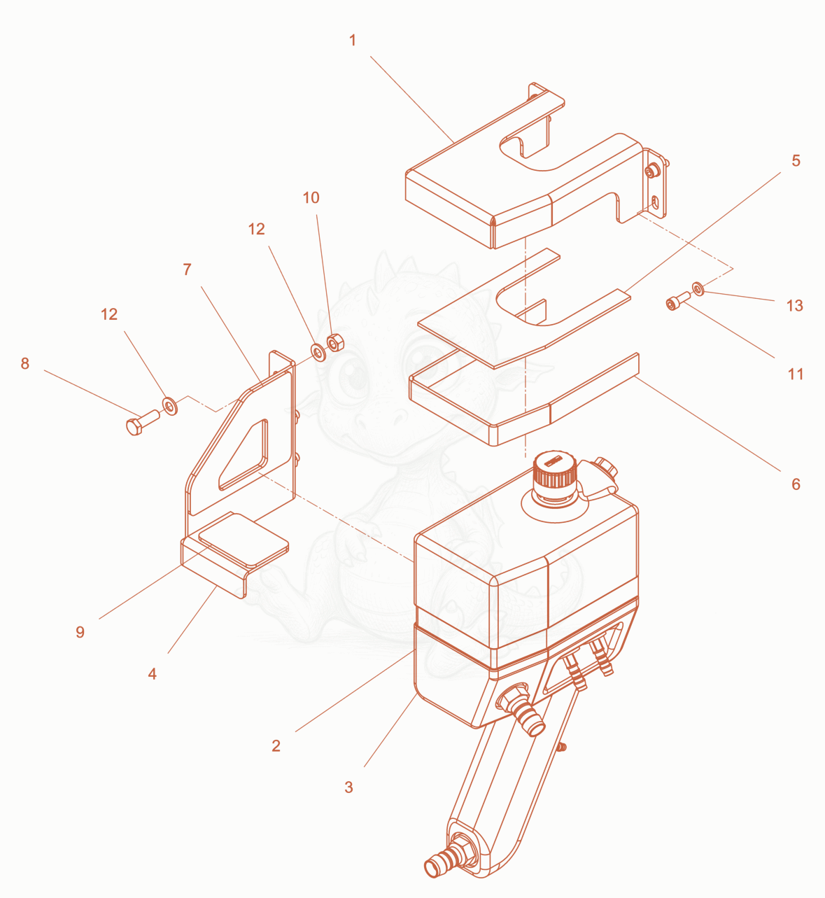 Exploded parts diagram of the Oil tank cpl. of a Wacker Neuson RD7HEHFB, with numbered balloons