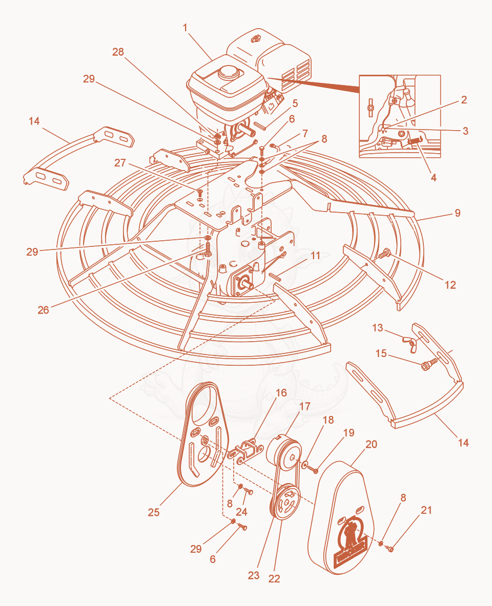 Exploded parts diagram of the Drive System/Engine of a Wacker Neuson CT48ADP-E, with numbered balloons