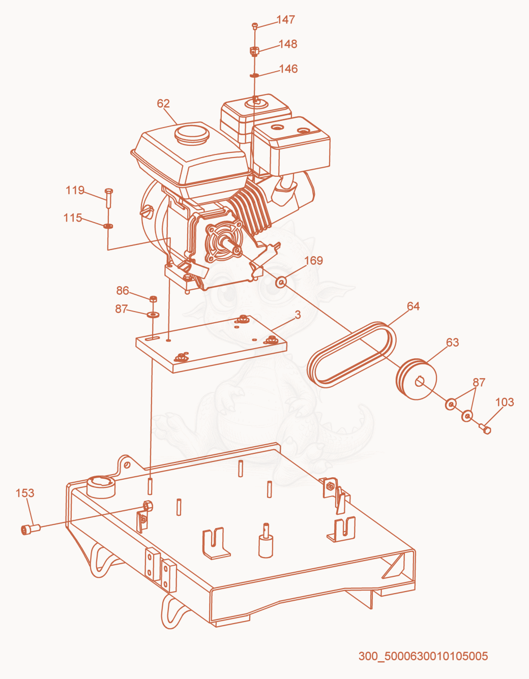Exploded parts diagram of the Engine Compartment of a Wacker Neuson RS600A, with numbered balloons