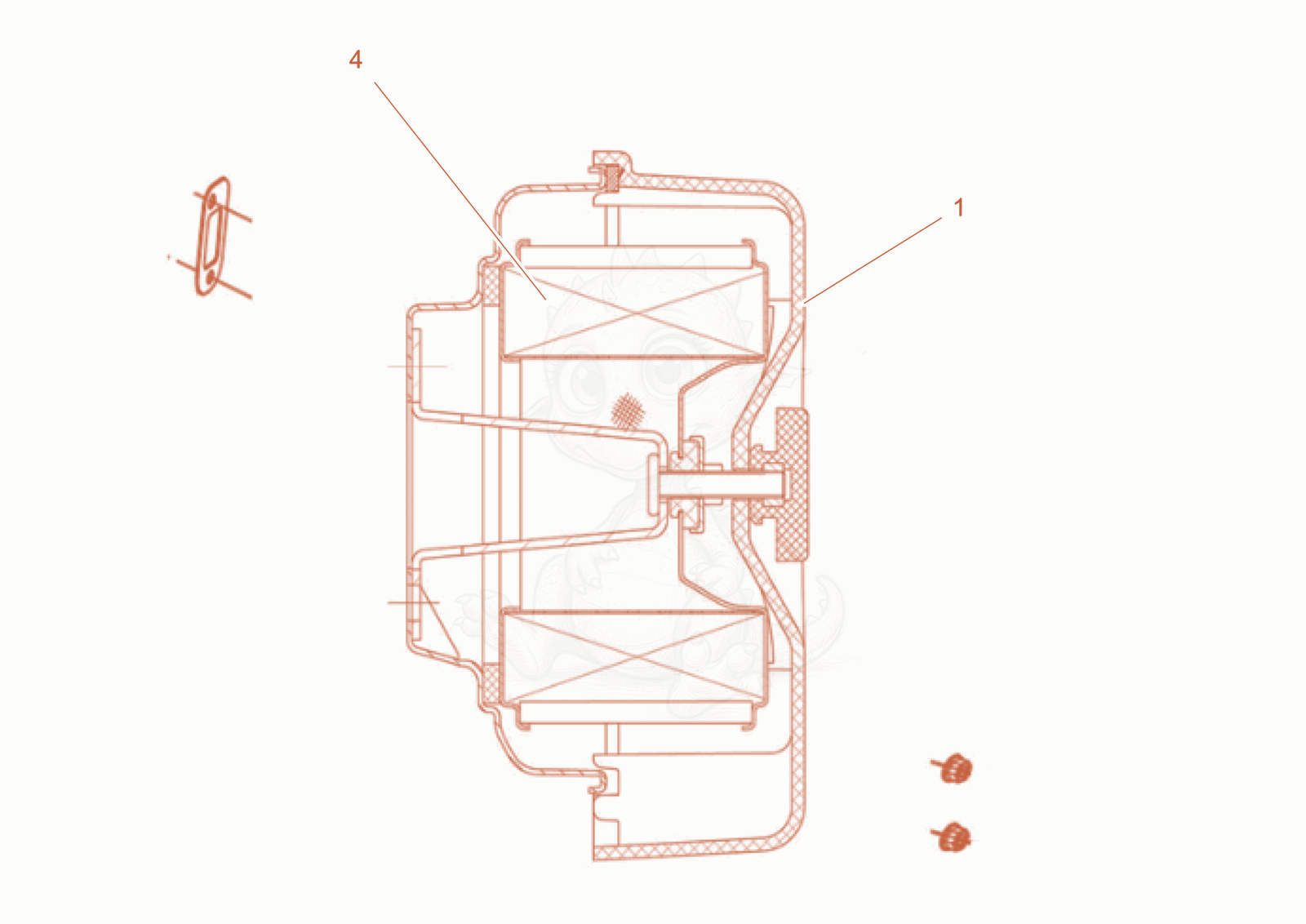 Exploded parts diagram of the Air cleaner cpl. of a Wacker Neuson GDS5500GLA, with numbered balloons