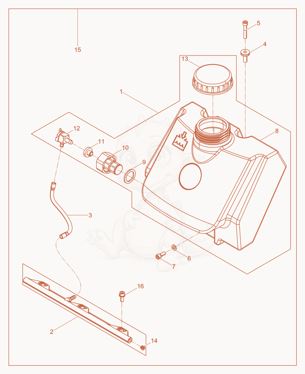 Exploded parts diagram of the Water System cpl. of a Wacker Neuson WP1550AWCN, with numbered balloons