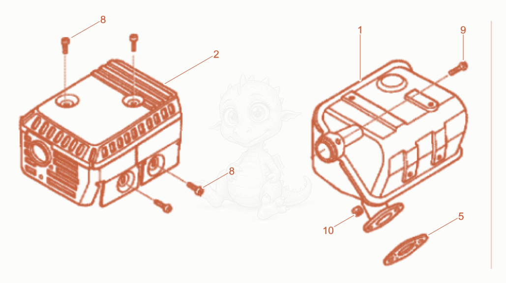 Exploded parts diagram of the Muffler of a Wacker Neuson BRS90, with numbered balloons